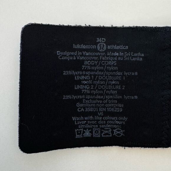 Lululemon Ta Ta Tamer II Sports Bra Black Convertible Straps Full Support 36D - Picture 6 of 6